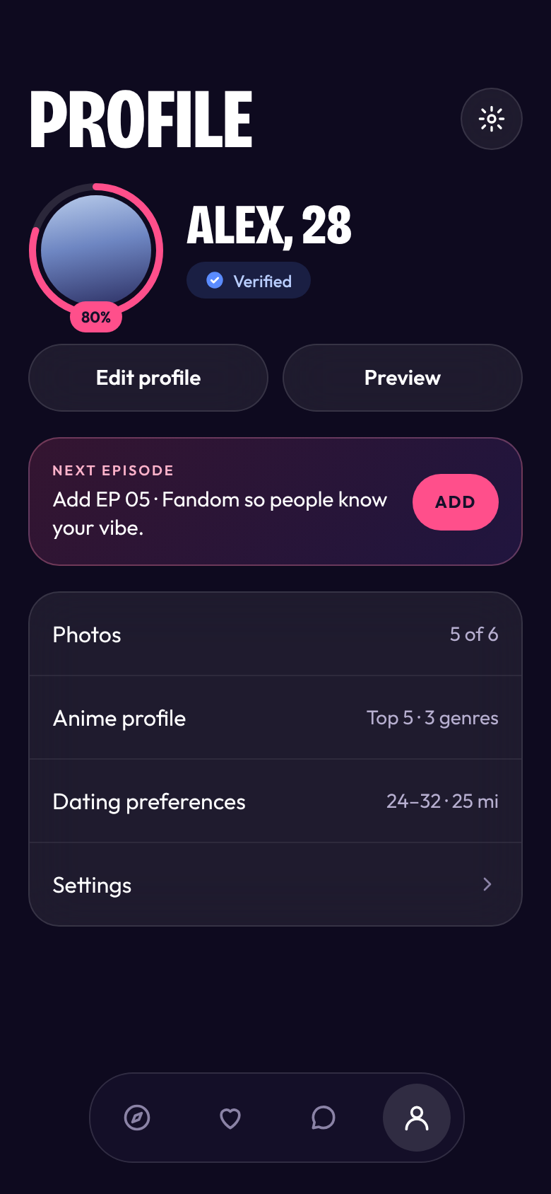 Profile with a verified badge